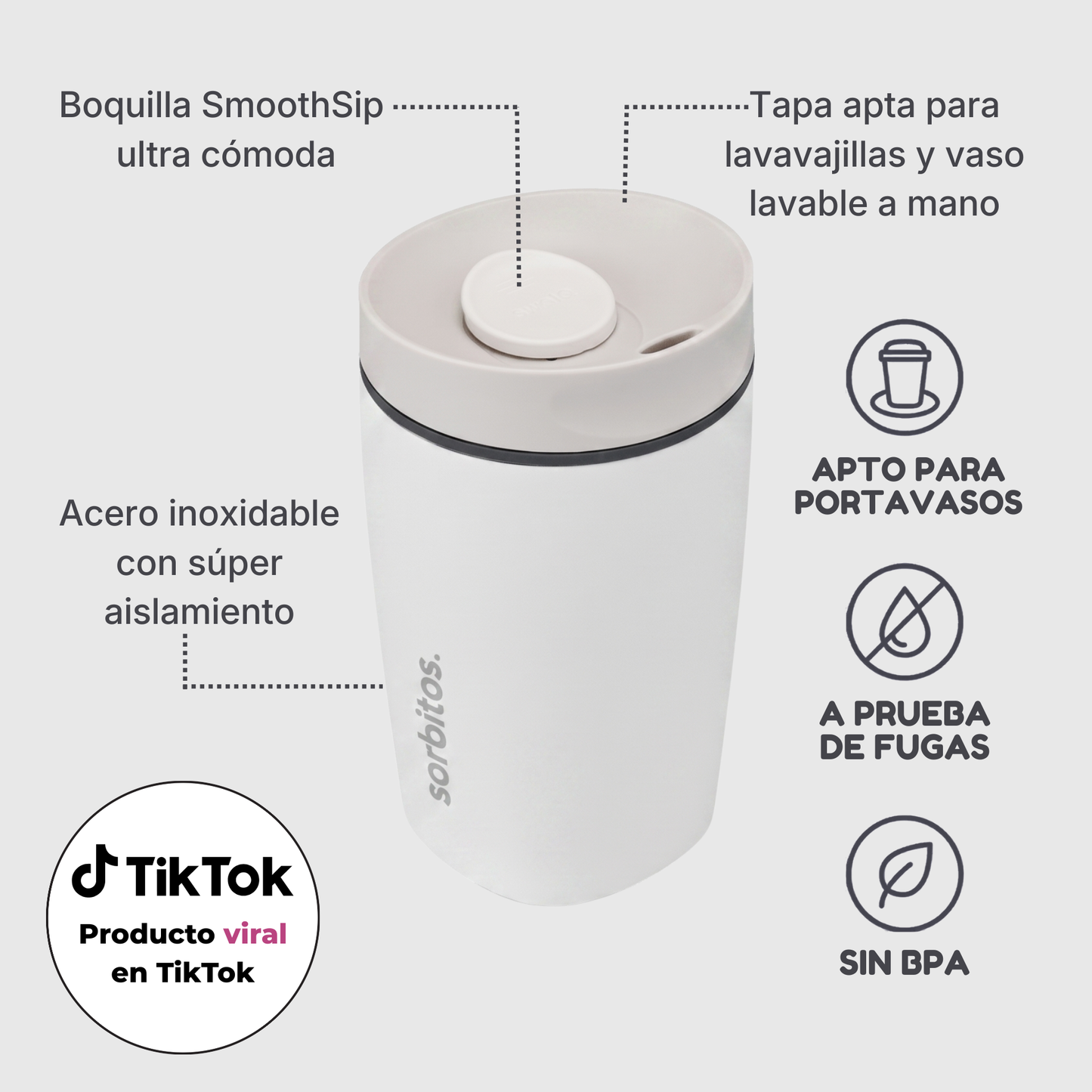 Sorbitos | Tumbler Térmico de Acero Inoxidable con Tecnología SmoothSip™