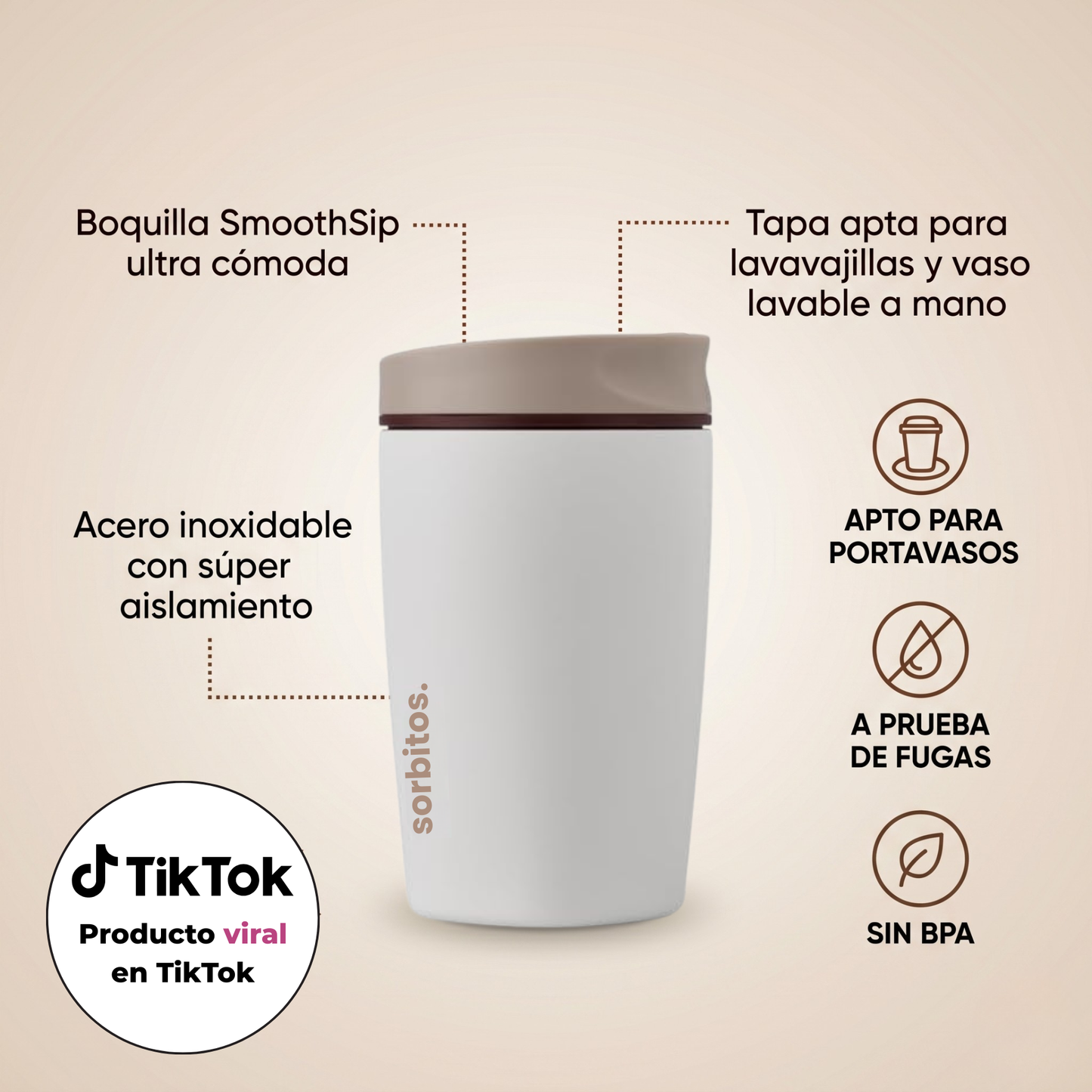 Sorbitos | Tumbler Térmico de Acero Inoxidable con Tecnología SmoothSip™